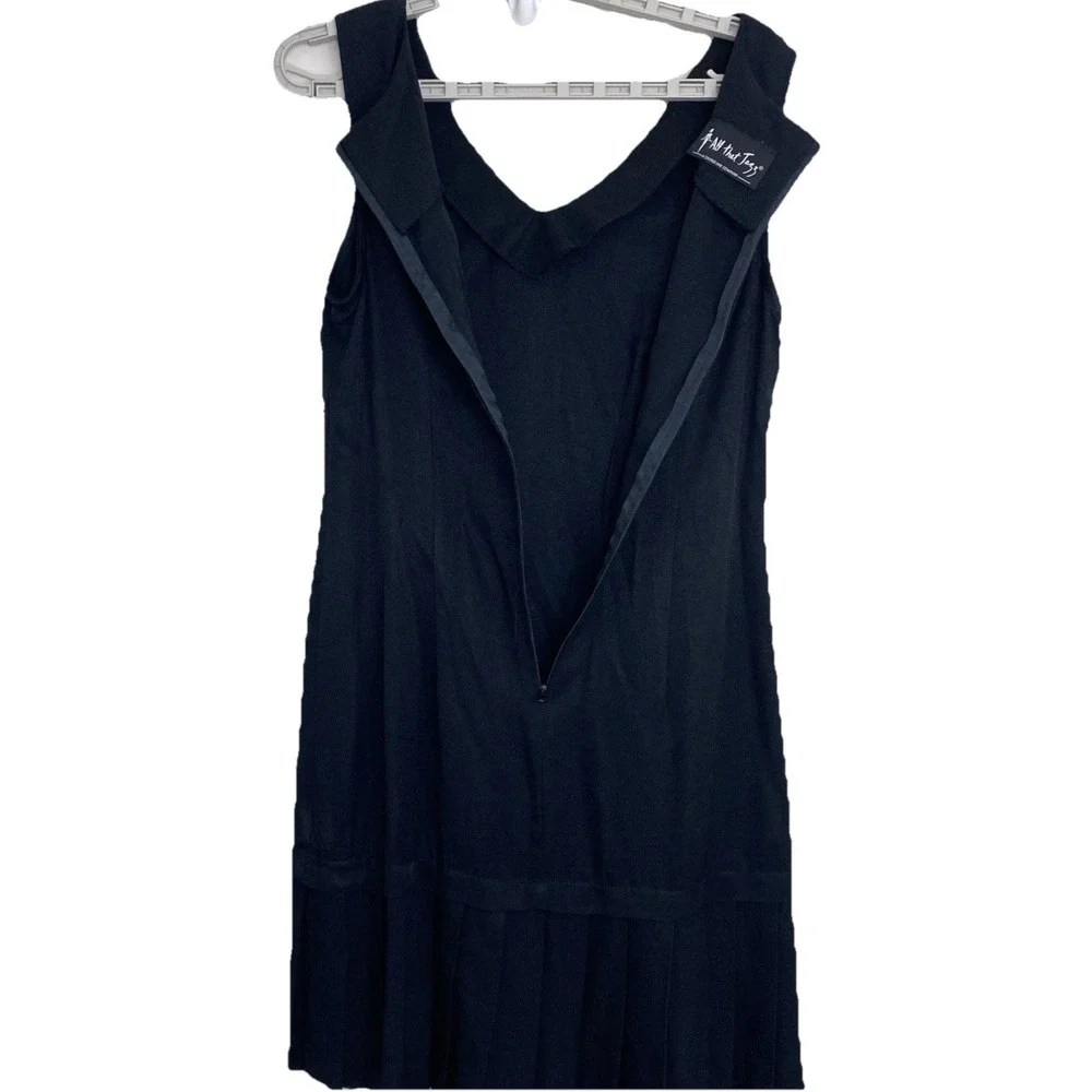 Vintage 90s All That Jazz Skater Dress Womens 7/8 Black Sheath‎ Pleated Hem